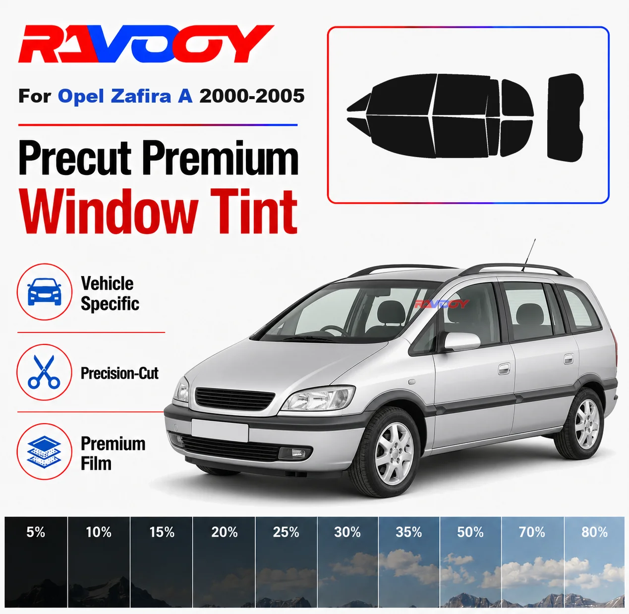 Premium Precut Window Tint Kit Front Rear Windows Rear Windshield For Opel Zafira A 2000-2005 Complete Set Nano Ceramic Film
Premium Precut Window Tint Kit Front Rear Windows Rear Windshield For Opel Zafira A 2000-2005 Complete Set Nano Ceramic Film