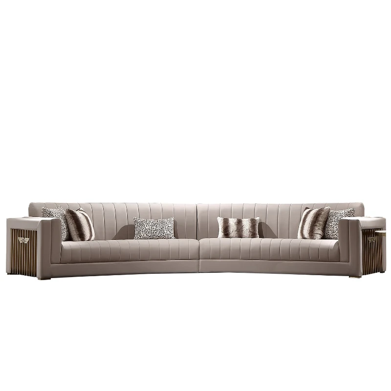 Modern light luxury large apartment five-person leather curved sofa villa furniture
Modern light luxury large apartment five-person leather curved sofa villa furniture