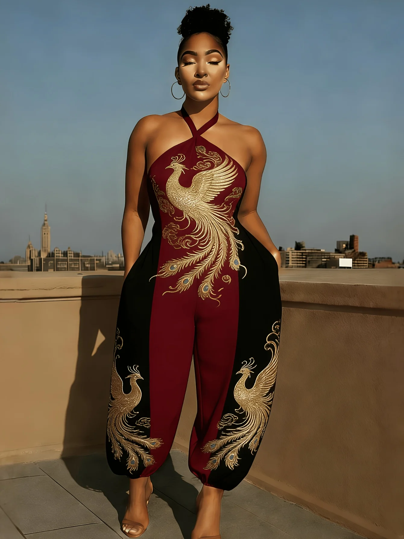 Golden Phoenix Halter Jumpsuit Women Wine Red Black Patchwork Sleeveless Harem Pants Elegant Party Outfits
Golden Phoenix Halter Jumpsuit Women Wine Red Black Patchwork Sleeveless Harem Pants Elegant Party Outfits