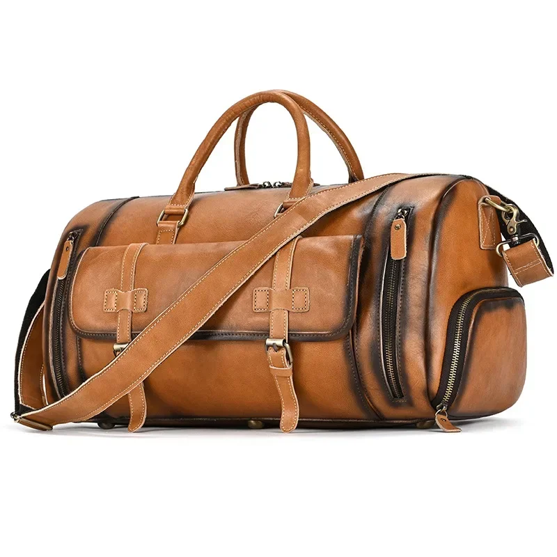 Vintage genuine leather travel bag for men's fashion travel bag, luggage bag with shoe compartment, large capacity fitness bag
Vintage genuine leather travel bag for men's fashion travel bag, luggage bag with shoe compartment, large capacity fitness bag
