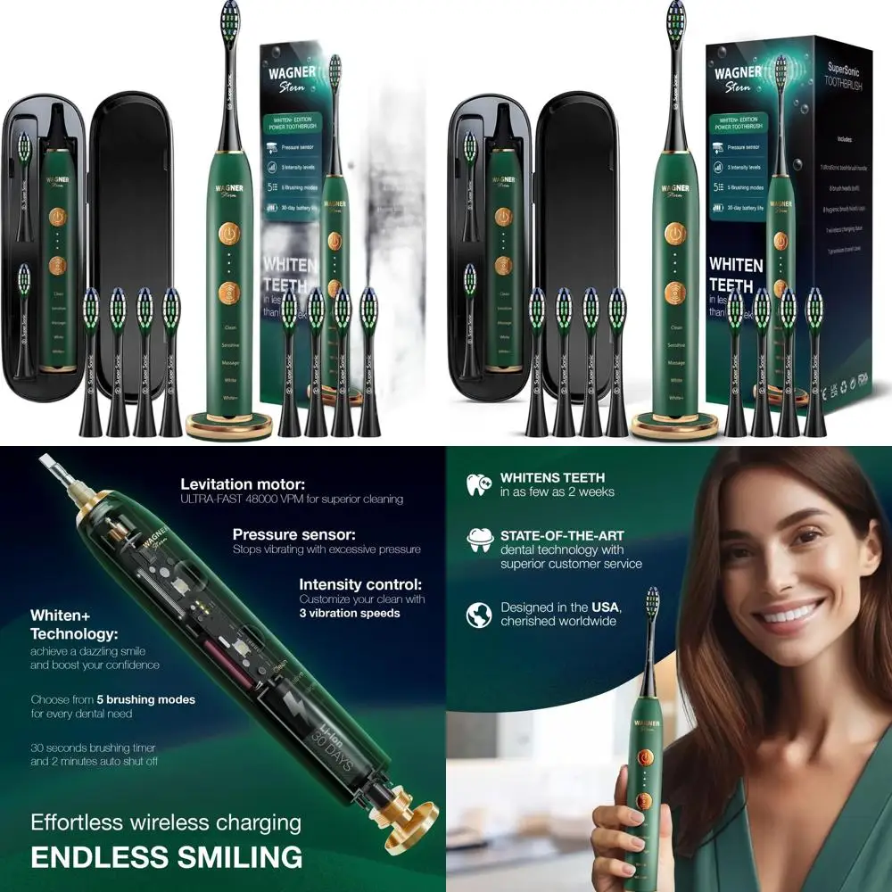 Усовершенствованная электрическая зубная щетка с 5 режимами, 3 уровнями интенсивности, 8 насадками и портативным футляром
Усовершенствованная электрическая зубная щетка с 5 режимами, 3 уровнями интенсивности, 8 насадками и портативным футляром