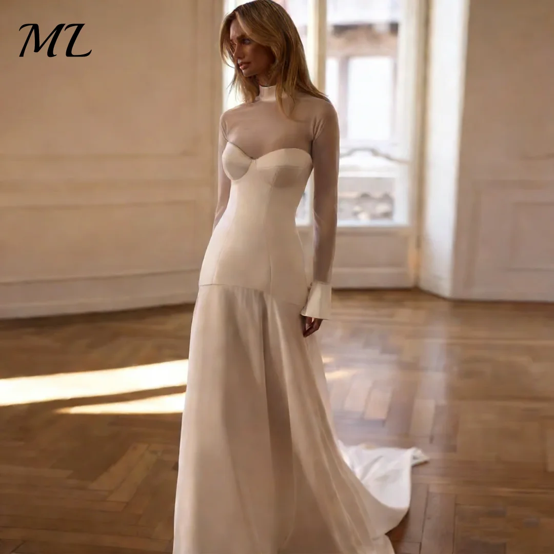 ML Exquisite Mermaid Wedding Dress luxury High Neck Bridal Gown Satin Long Sleeve Customized Vestidos De Novia Court Train 2026
ML Exquisite Mermaid Wedding Dress luxury High Neck Bridal Gown Satin Long Sleeve Customized Vestidos De Novia Court Train 2026