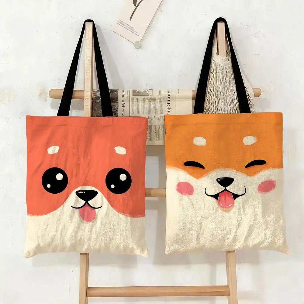 Cute Cartoon Dog Face Storage Bags Canvas Tote Bag Large Capacity Double-Sided Print Reusable Shopping Bag Shoulder Bag
Cute Cartoon Dog Face Storage Bags Canvas Tote Bag Large Capacity Double-Sided Print Reusable Shopping Bag Shoulder Bag