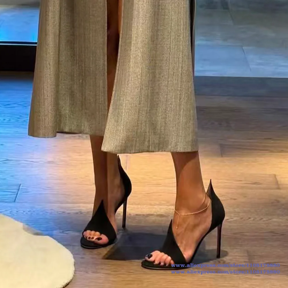Women's Black Suede Peep Toe Stiletto Heels Pumps Sexy High Heels Luxury Designer Dress Party Shoes Sandalias De Mujer Verano
Women's Black Suede Peep Toe Stiletto Heels Pumps Sexy High Heels Luxury Designer Dress Party Shoes Sandalias De Mujer Verano