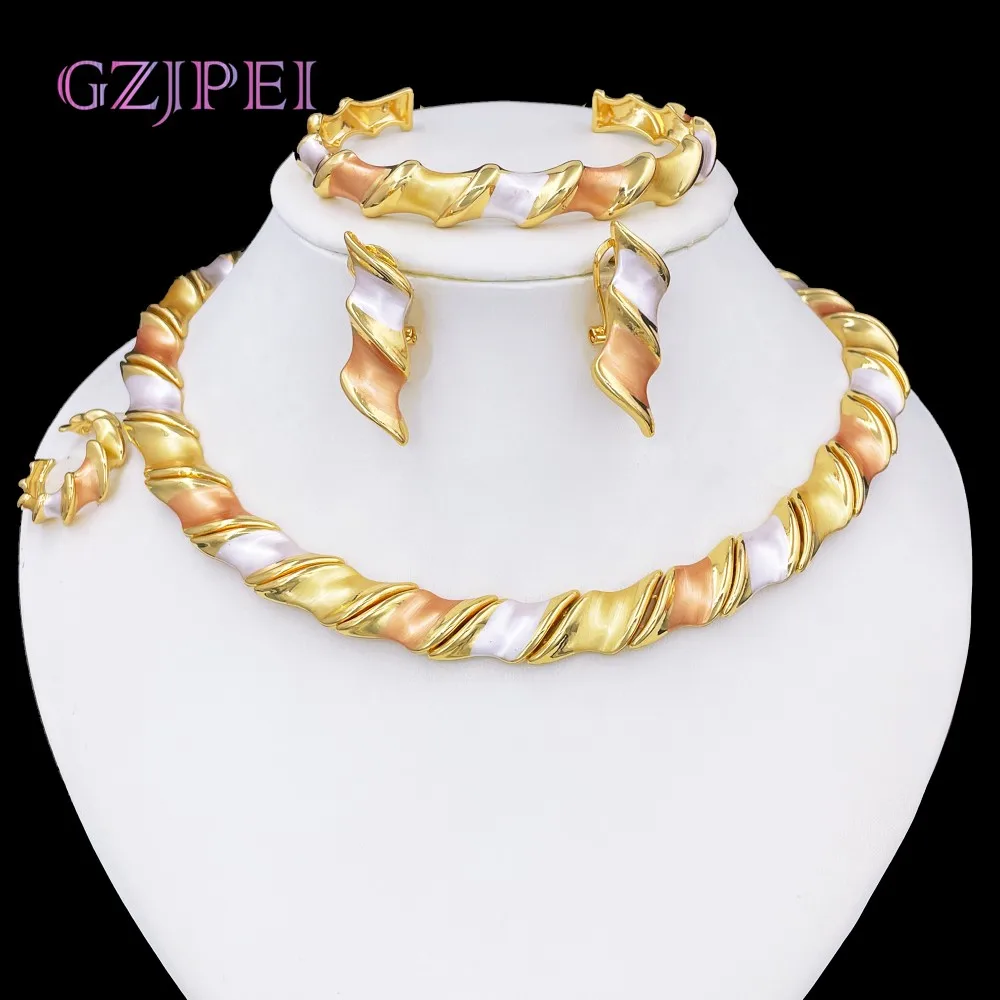 GZJPEI 2025 New Wedding Jewelry Set Luxury Dubai Women Jewelery Hight Quality Three Tone Stylish Party Accessories Gift For Love
GZJPEI 2025 New Wedding Jewelry Set Luxury Dubai Women Jewelery Hight Quality Three Tone Stylish Party Accessories Gift For Love