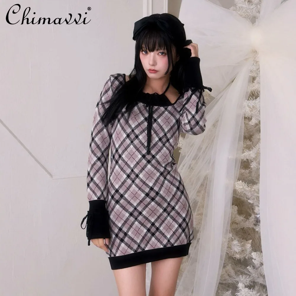 Spring 2026 New Japanese Sweet Plaid Knitted Long Sleeve Dress Girls Women Slim Fit Elegant Retro Casual Knit Short Dresses
Spring 2026 New Japanese Sweet Plaid Knitted Long Sleeve Dress Girls Women Slim Fit Elegant Retro Casual Knit Short Dresses