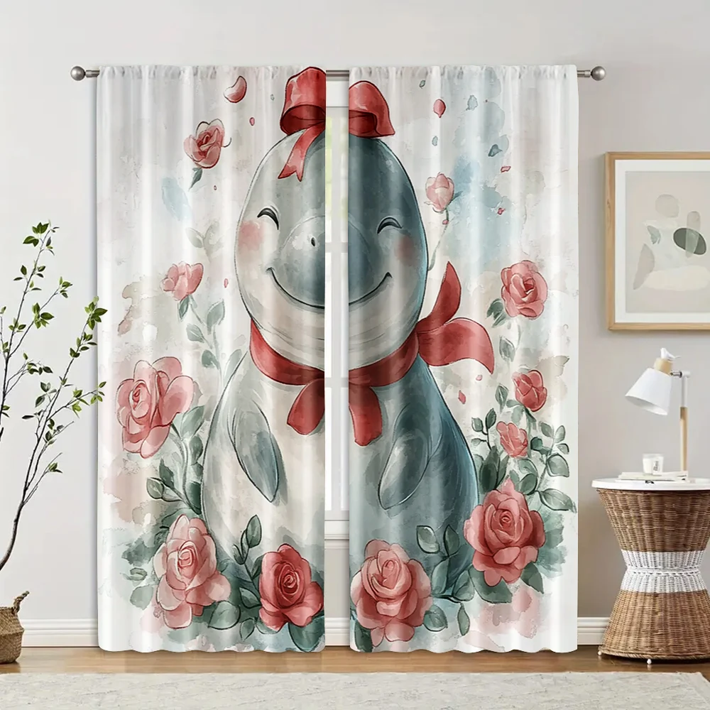2 pcs, filtering curtains (excluding rods, non-movable, without batteries) Charming seahorses with summer rose for use in
2 pcs, filtering curtains (excluding rods, non-movable, without batteries) Charming seahorses with summer rose for use in