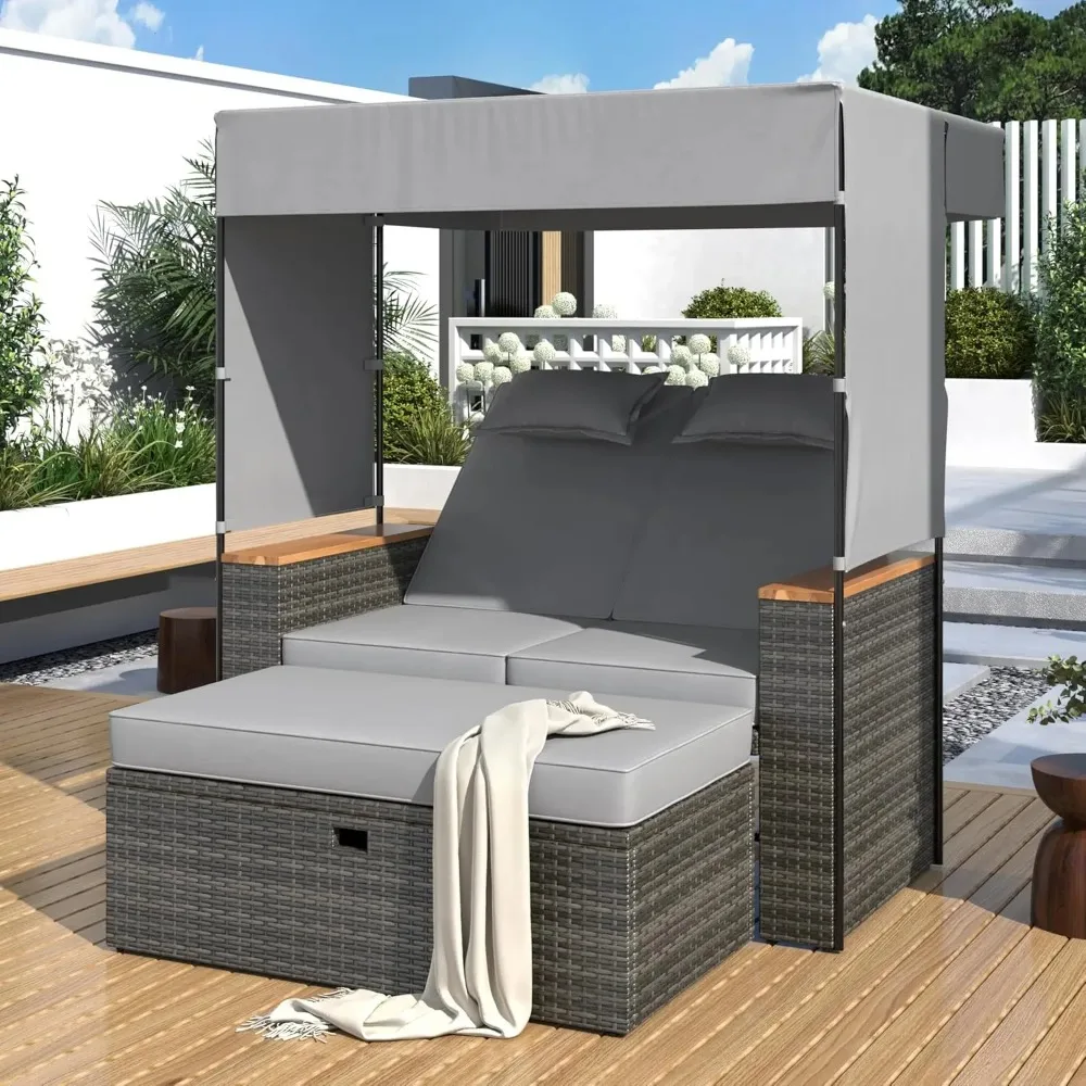 Outdoor Sunbed,2-Piece Rattan Patio Bench Lounge Roof Set with Canopy, Cushions and Adjustable Backrest,Patio Furniture, Custom
Outdoor Sunbed,2-Piece Rattan Patio Bench Lounge Roof Set with Canopy, Cushions and Adjustable Backrest,Patio Furniture, Custom