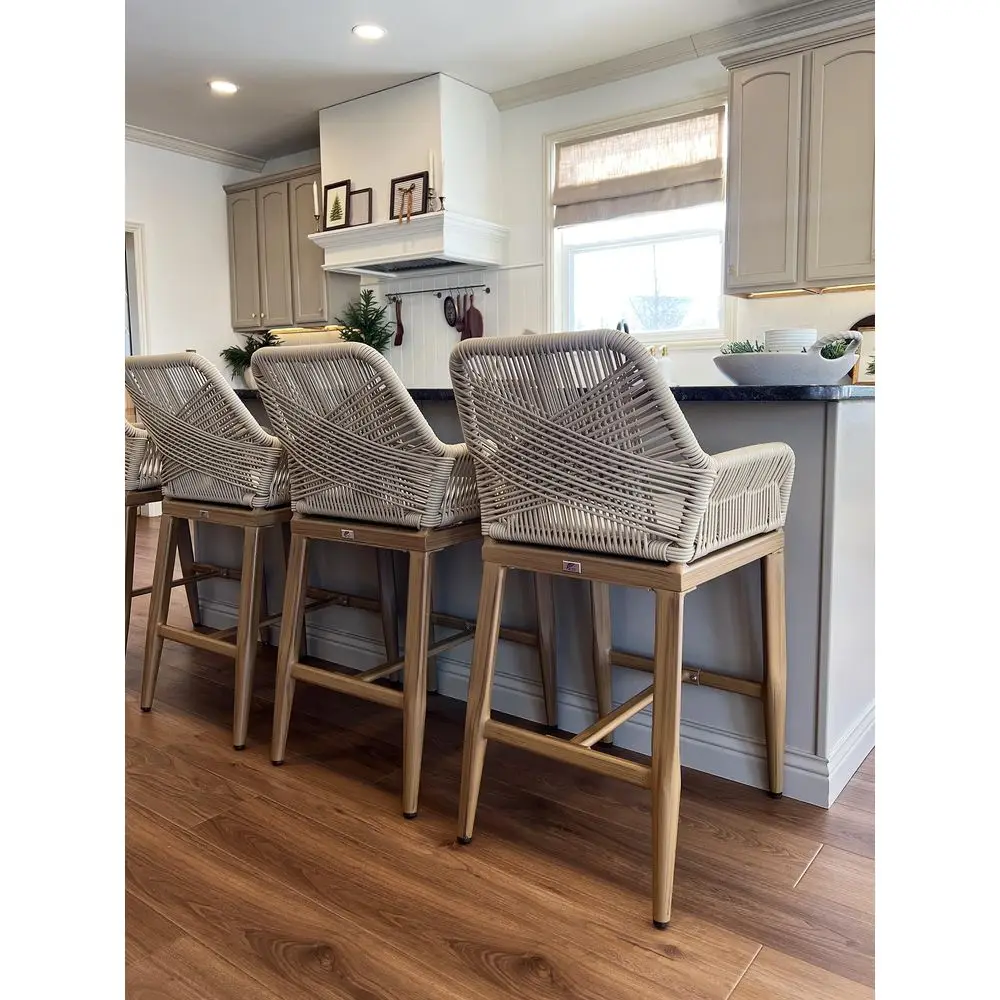 Outdoor 24 Counter Height Bar Stools Chair Set of 2, All Weather Rattan and Aluminum Patio Bar Stool with Cushion for Indoor an
Outdoor 24 Counter Height Bar Stools Chair Set of 2, All Weather Rattan and Aluminum Patio Bar Stool with Cushion for Indoor an