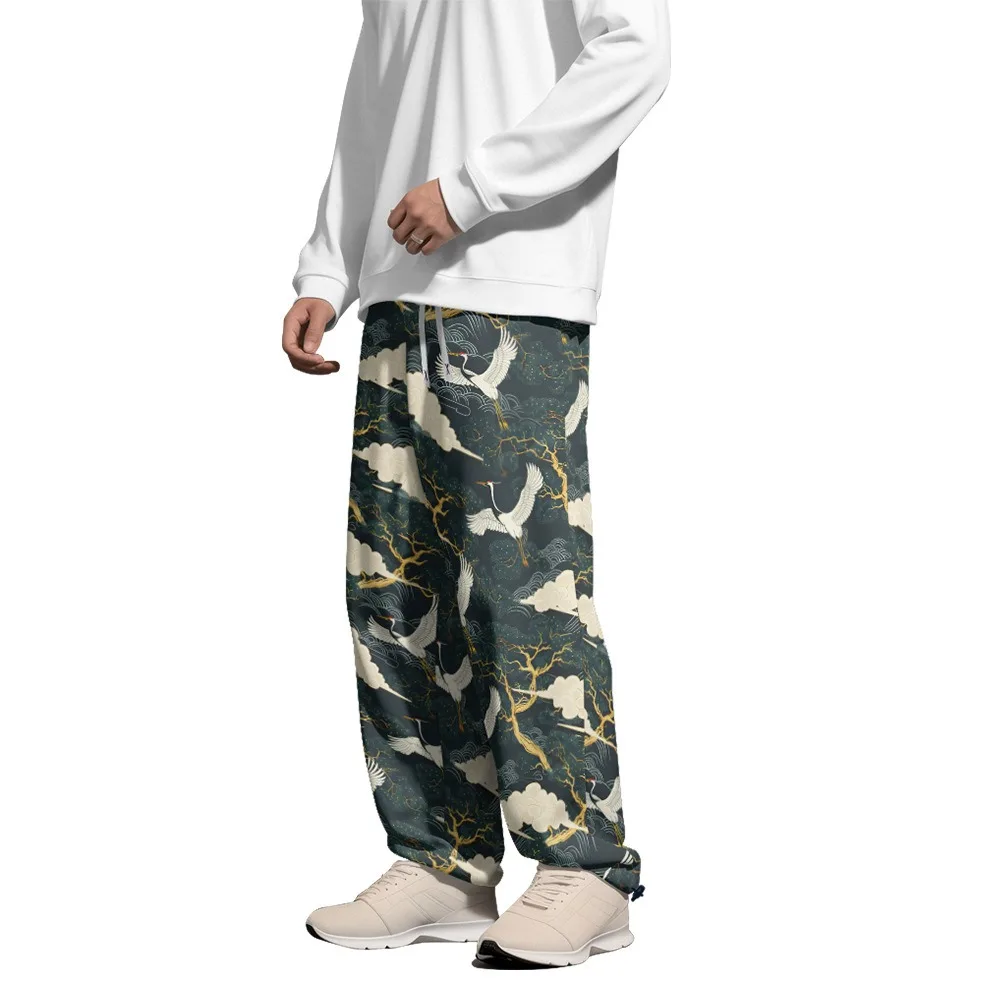 Japanese Crane Print Men's Loose Fit Casual Joggers Elastic Waistband Comfortable Lounge Pants Streetwear Trousers Daily Wear
Japanese Crane Print Men's Loose Fit Casual Joggers Elastic Waistband Comfortable Lounge Pants Streetwear Trousers Daily Wear