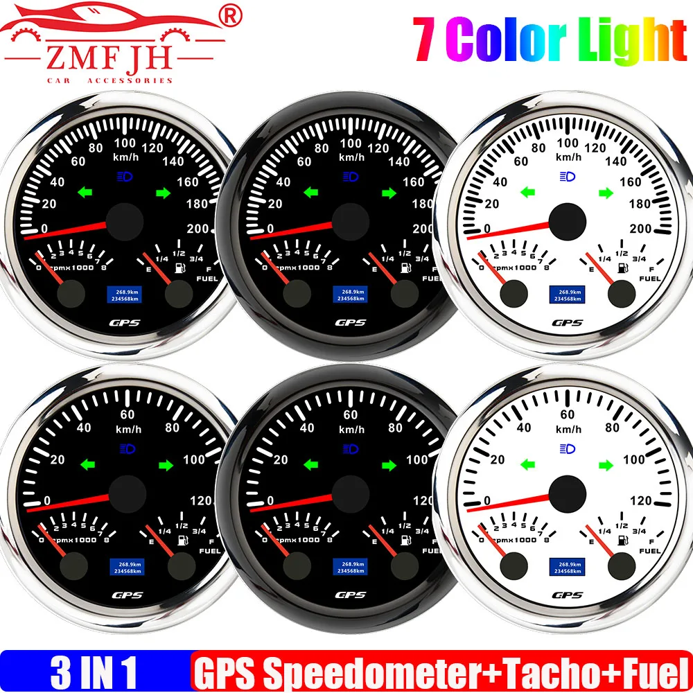 ZMFJH 7 Color Light Multi-Meter 85MM 120KMH,200KMH GPS Speedometer+Tachometer+Fuel Level Gauge 0-190ohm for Marine Boat Car
ZMFJH 7 Color Light Multi-Meter 85MM 120KMH,200KMH GPS Speedometer+Tachometer+Fuel Level Gauge 0-190ohm for Marine Boat Car
