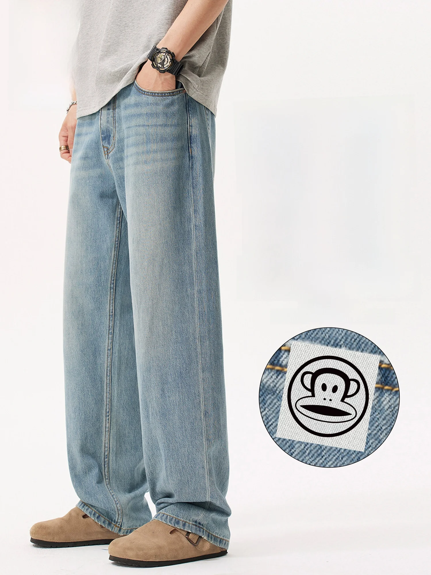 PaulFrank Summer Lightweight Straight Leg Jeans Men's Light Blue Silk Denim Loose Drapey Casual Trousers Youth Faion
PaulFrank Summer Lightweight Straight Leg Jeans Men's Light Blue Silk Denim Loose Drapey Casual Trousers Youth Faion