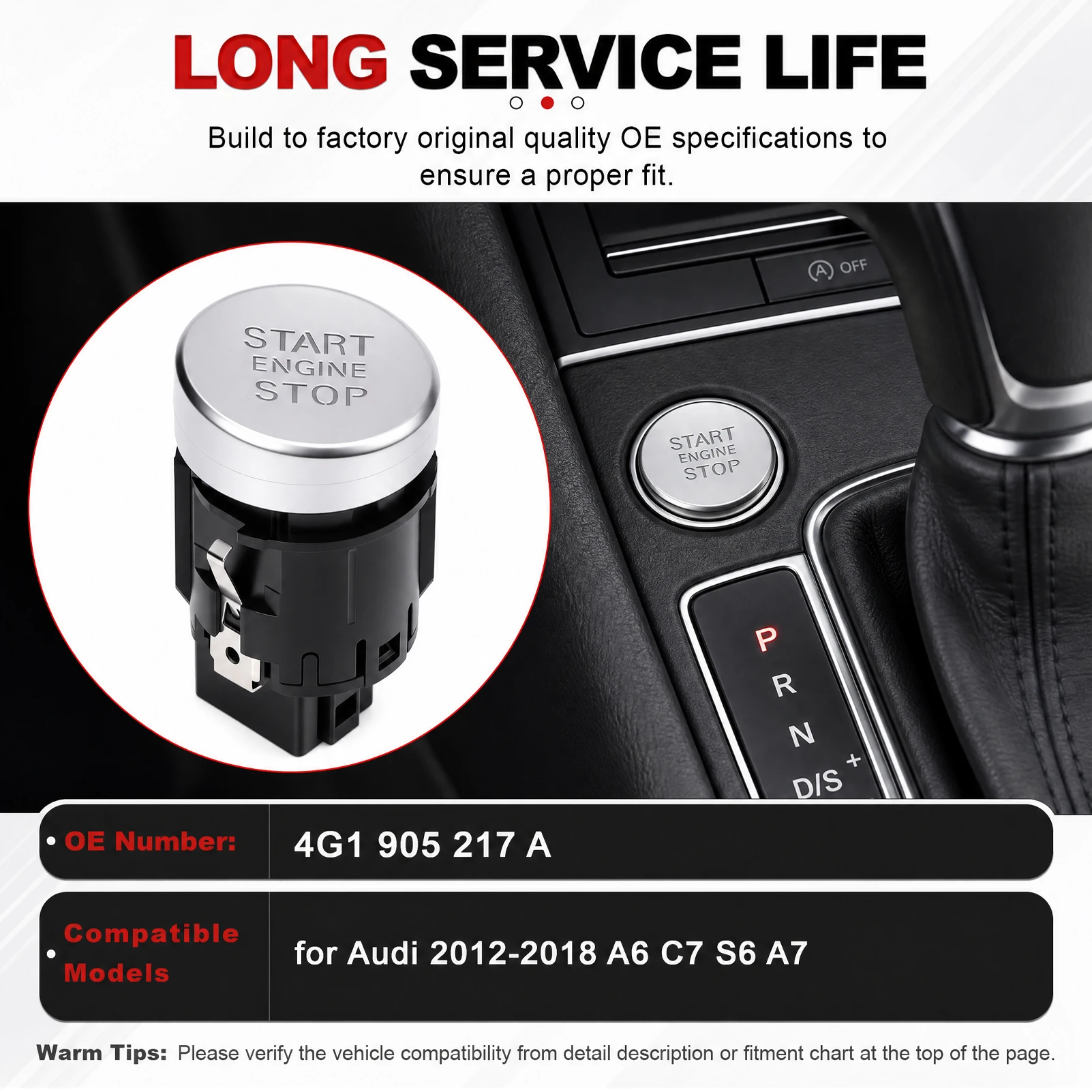 4G1 905 217 A Chrome Engine Start Stop Ignition Switch Push Button For Audi 2012-2018 A6 C7 S6 A7 RS7
4G1 905 217 A Chrome Engine Start Stop Ignition Switch Push Button For Audi 2012-2018 A6 C7 S6 A7 RS7