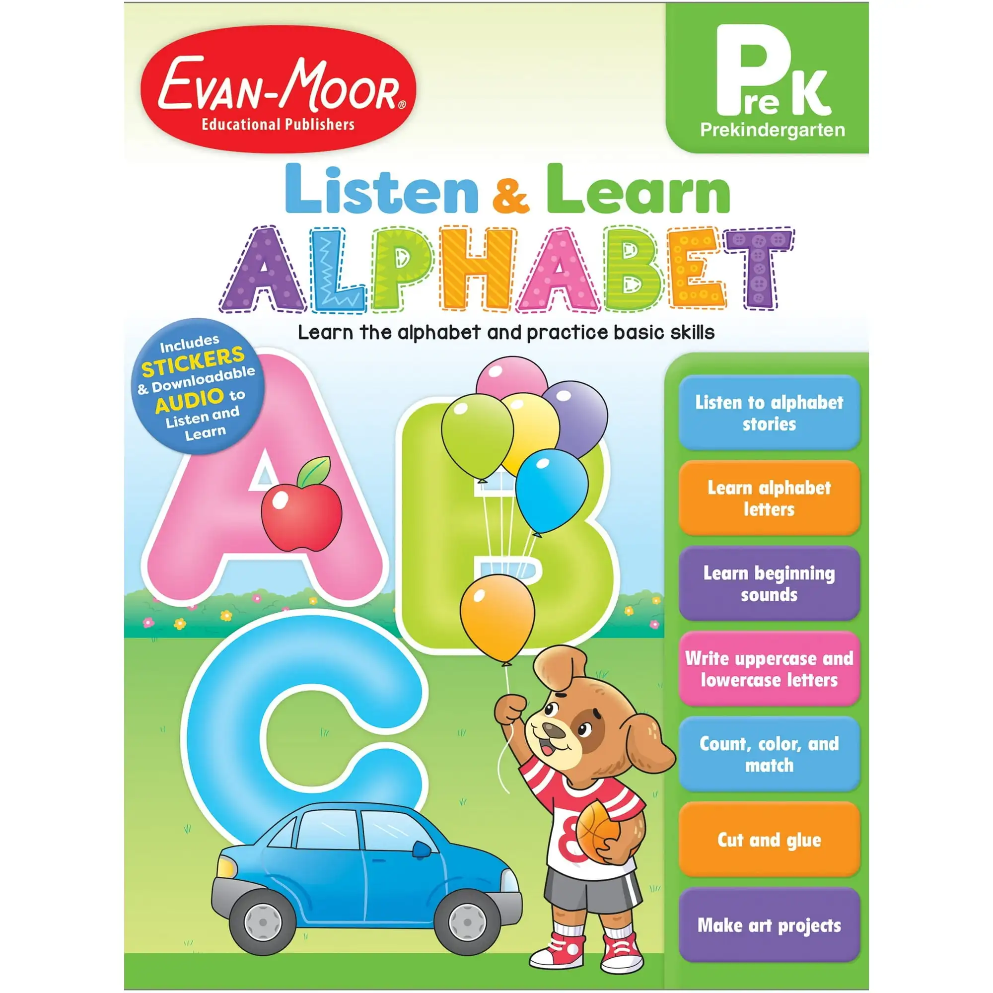 Evan-Moor Listen and Learn, Alphabet, Age 4 - 5: Early Learning Activity Book, Tracing, Cut and Glue, Audio Read Alouds
Evan-Moor Listen and Learn, Alphabet, Age 4 - 5: Early Learning Activity Book, Tracing, Cut and Glue, Audio Read Alouds