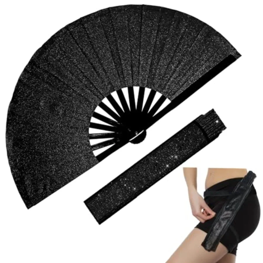 Large Folding Glitter Rave Fan, Clack Handheld Fan with Leg Strap and Fabric Case Bag, for Line Dancing, Festivals, Carnival, R
Large Folding Glitter Rave Fan, Clack Handheld Fan with Leg Strap and Fabric Case Bag, for Line Dancing, Festivals, Carnival, R