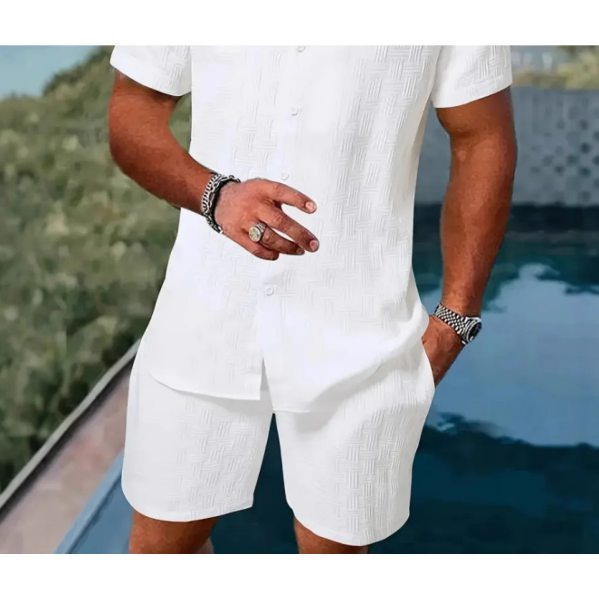 2025 New Style Men's Hawaiian Beach Style Daily Casual Solid Plaid Striped Lace-up Comfortable and Breathable Shorts
2025 New Style Men's Hawaiian Beach Style Daily Casual Solid Plaid Striped Lace-up Comfortable and Breathable Shorts