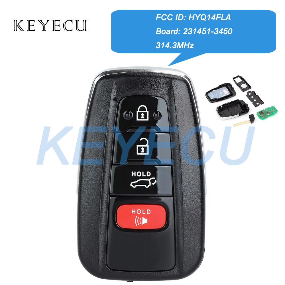 Keyecu For Toyota Highlander RAV4 2021 2022 2023 Smart Remote Car Key Fob 314.3MHz HYQ14FLA 231451-3450 8990H-0R220 8990H-0R230
Keyecu For Toyota Highlander RAV4 2021 2022 2023 Smart Remote Car Key Fob 314.3MHz HYQ14FLA 231451-3450 8990H-0R220 8990H-0R230