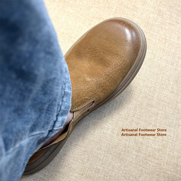 Vintage Brown Textured Leather Slip-On Shoes Comfortable Thick Sole Casual Loafers Soft Leather Soft Sole Men's Casual Shoes
Vintage Brown Textured Leather Slip-On Shoes Comfortable Thick Sole Casual Loafers Soft Leather Soft Sole Men's Casual Shoes