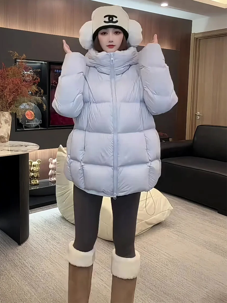 Korean Sle Cloud Puff White Du down Hooded Thiened Women's down Jaet Winter Warm Outerwear Mid-Length Loose Fit
Korean Sle Cloud Puff White Du down Hooded Thiened Women's down Jaet Winter Warm Outerwear Mid-Length Loose Fit