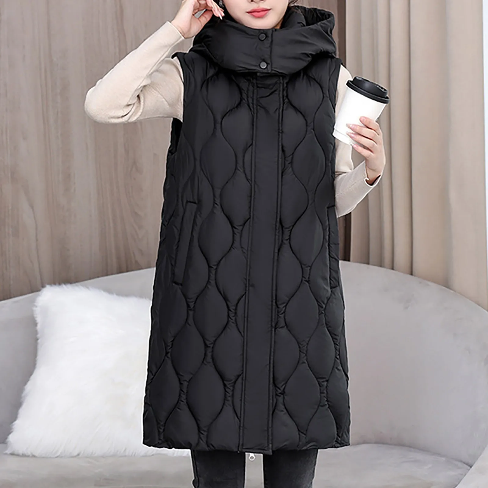 Fashion Casual Solid Color Women's Vest Coats Medium Long Simplicity Loose Jackets Winter Warm Hooded Sleeveless Outerwear
Fashion Casual Solid Color Women's Vest Coats Medium Long Simplicity Loose Jackets Winter Warm Hooded Sleeveless Outerwear