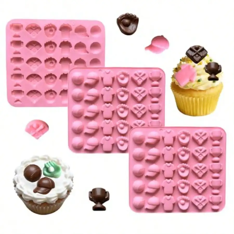 3Pcs Baseball Themed Silicone Chocolate Mold 30 Cavities 3D Softball Baseball Cap Glove Field Trophy Shape Silicone Candy Mould
3Pcs Baseball Themed Silicone Chocolate Mold 30 Cavities 3D Softball Baseball Cap Glove Field Trophy Shape Silicone Candy Mould