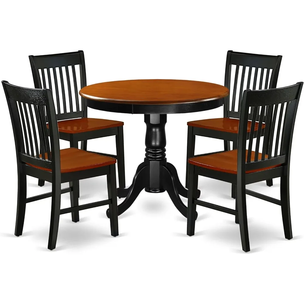 5 Piece Dining Set Includes a Round Dining Room Table with Pedestal and 4 Wood Seat Chairs, 36x36 Inch
5 Piece Dining Set Includes a Round Dining Room Table with Pedestal and 4 Wood Seat Chairs, 36x36 Inch