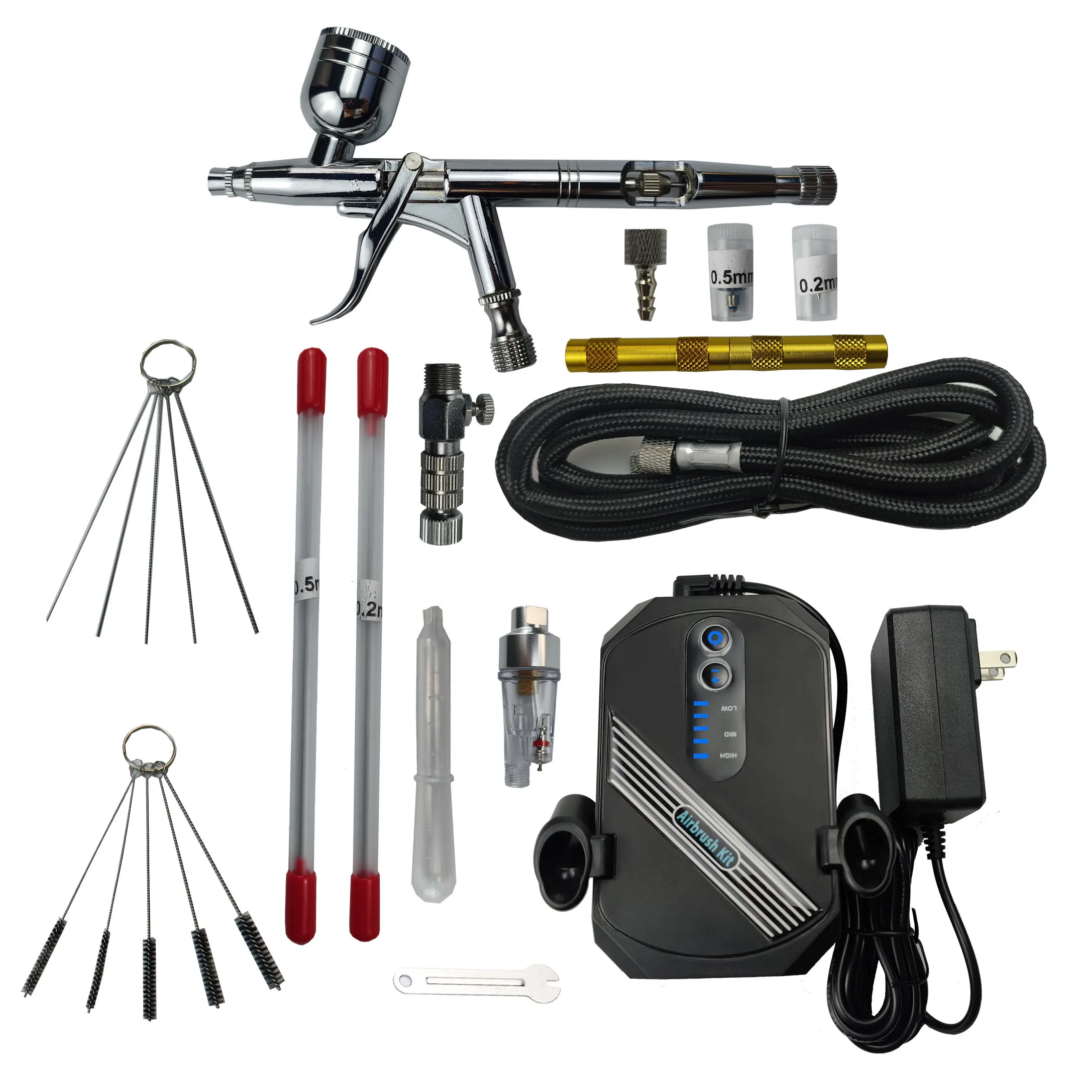 Dual-action airbrush tool with trigger control, easy to operate. Suitable for model painting, nail art, makeup and art painting.
Dual-action airbrush tool with trigger control, easy to operate. Suitable for model painting, nail art, makeup and art painting.