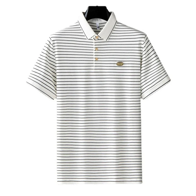 Men's short sleeved slim fit letter embroidered lapel T-shirt summer light luxury thin ice silk light cotton striped polo shirt
Men's short sleeved slim fit letter embroidered lapel T-shirt summer light luxury thin ice silk light cotton striped polo shirt