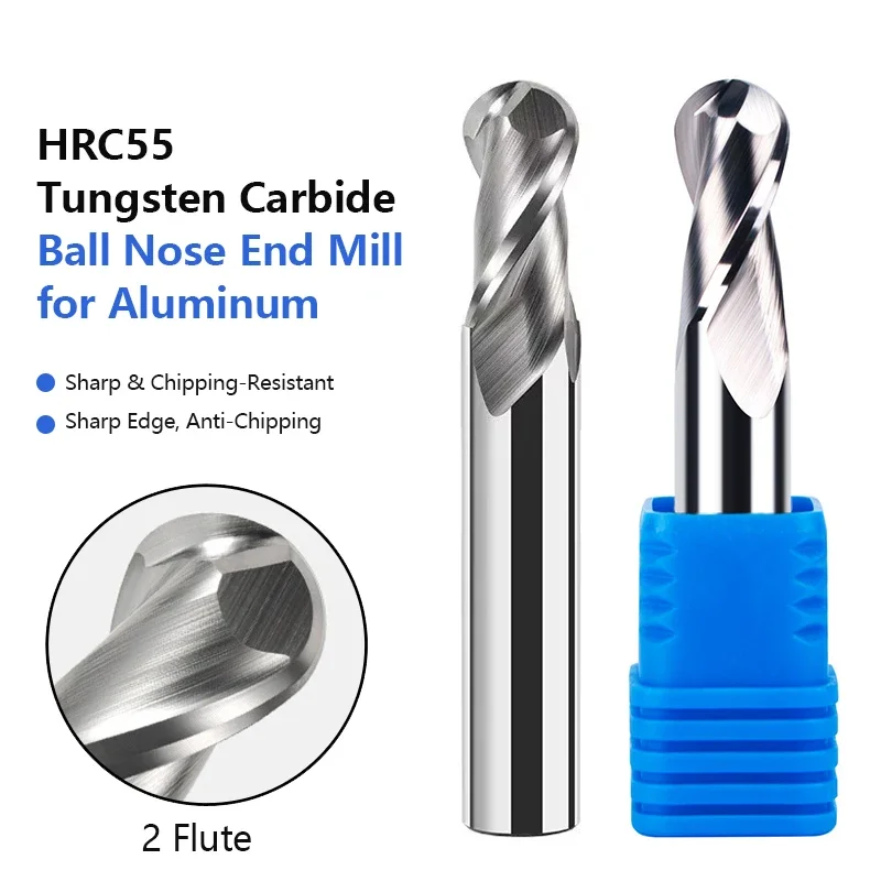 Ball Nose End Mill Tungsten Carbide Cutter R0.5 R1 R2 R3 R4 R5 R6 2 Flute For Wood Aluminium CNC Router Bit Milling Tool
Ball Nose End Mill Tungsten Carbide Cutter R0.5 R1 R2 R3 R4 R5 R6 2 Flute For Wood Aluminium CNC Router Bit Milling Tool