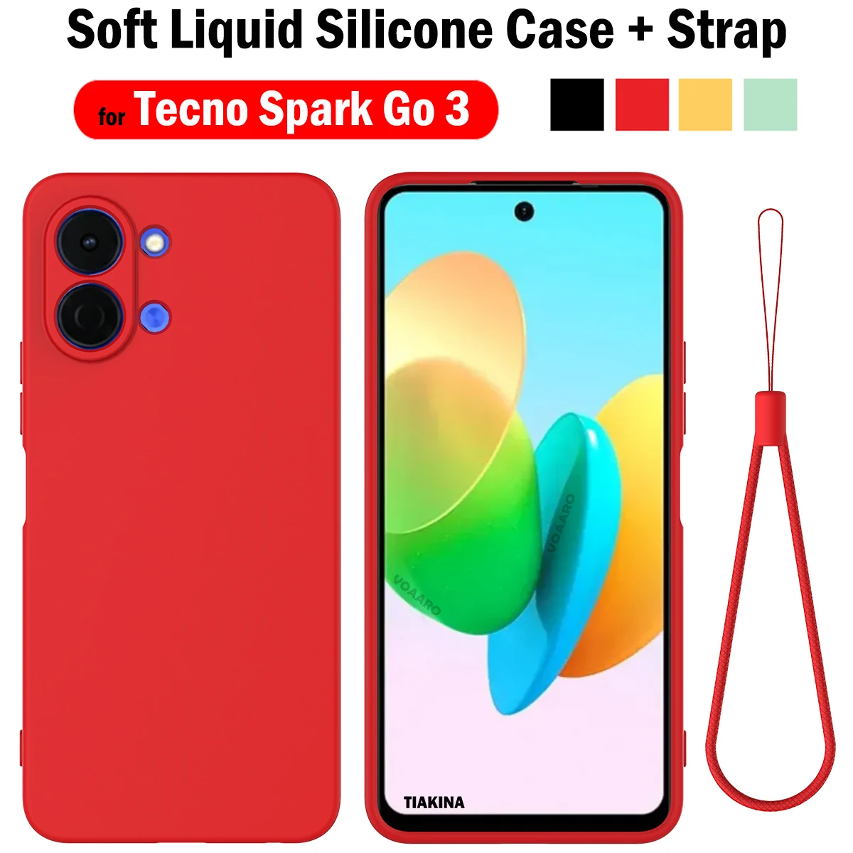 Full Protective Funda for Tecno Spark Go 3 Case for Tecno Spark Go 3 Case Soft Liquid Silicone Back Phone Cover with Strap
Full Protective Funda for Tecno Spark Go 3 Case for Tecno Spark Go 3 Case Soft Liquid Silicone Back Phone Cover with Strap