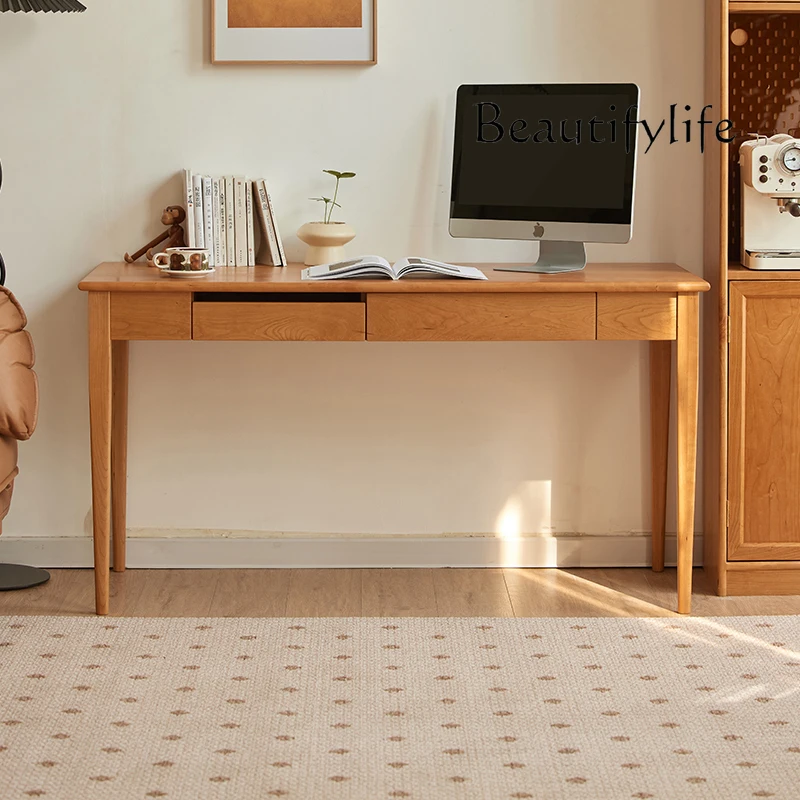 Cherry wood desk solid wood computer desk 1.3 meters study table Nordic simple student writing desk
Cherry wood desk solid wood computer desk 1.3 meters study table Nordic simple student writing desk