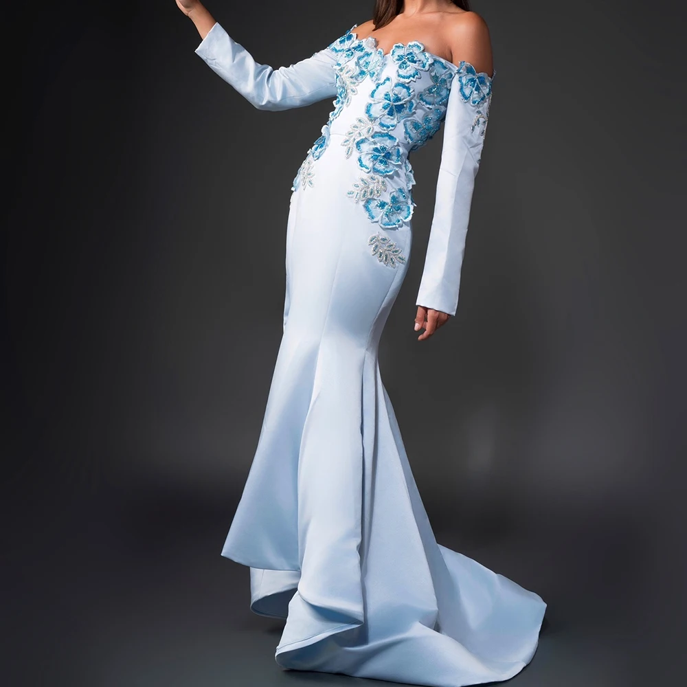 customized Temperament Appliques Pleats Crystal Sweetheart Evening Dresses Elegant Mermaid Off the Shoulder Satin Long Sleeves P
customized Temperament Appliques Pleats Crystal Sweetheart Evening Dresses Elegant Mermaid Off the Shoulder Satin Long Sleeves P