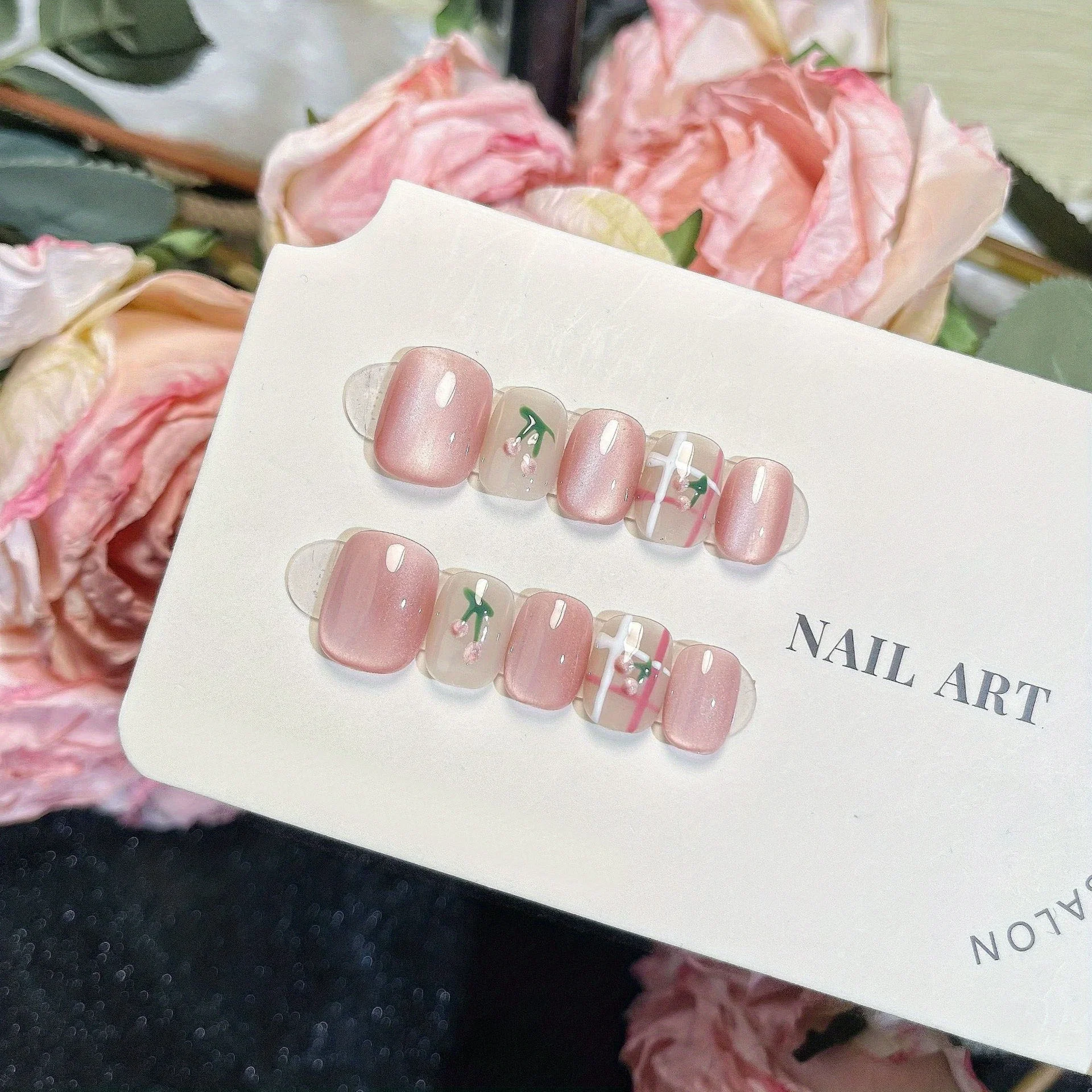 10pcs Handmade Press on Nails Flashing Cherry Blossom Checkered Full Coverage Nail Plate for Women&Girl Removable Wearable Nail
10pcs Handmade Press on Nails Flashing Cherry Blossom Checkered Full Coverage Nail Plate for Women&Girl Removable Wearable Nail