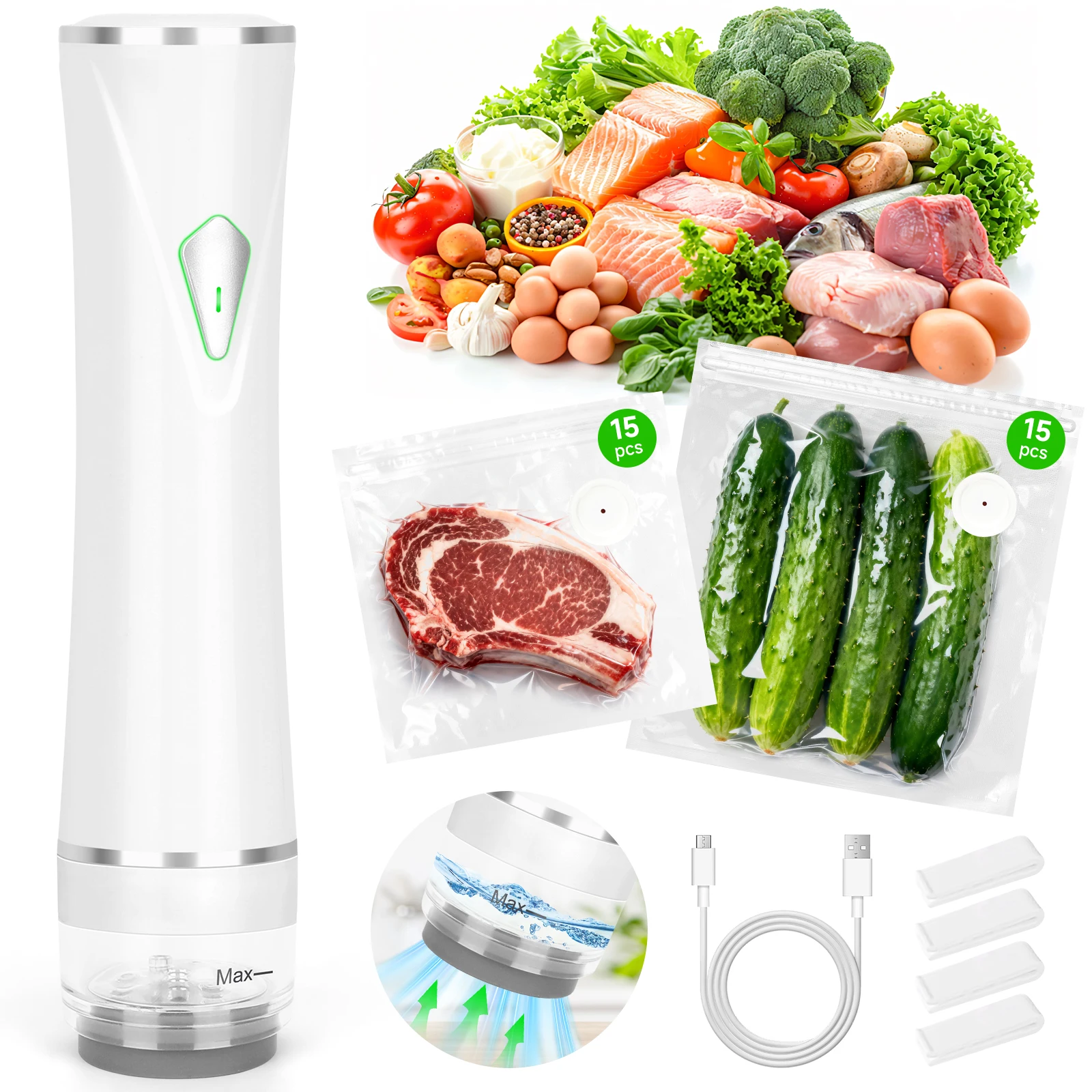 SANLIKE Handheld Wireless Vacuum Sealing Machine Comes With 30 Reusable Bags Portable Food Compression Bag Fresh-keeping Machine
SANLIKE Handheld Wireless Vacuum Sealing Machine Comes With 30 Reusable Bags Portable Food Compression Bag Fresh-keeping Machine