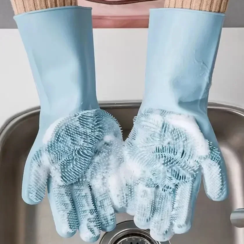 1 Pair of Reusable Magic Silicone Dishwashing Cleaning Gloves Household Sponge Scrubber Kitchen Cleaning Tools
1 Pair of Reusable Magic Silicone Dishwashing Cleaning Gloves Household Sponge Scrubber Kitchen Cleaning Tools