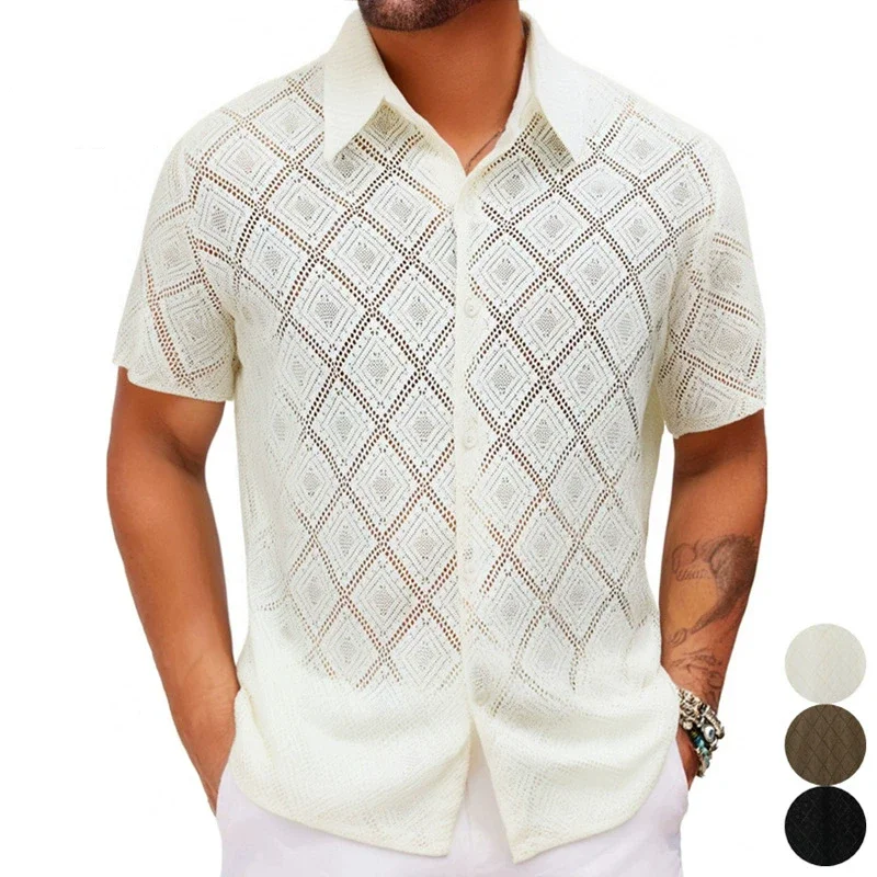 Lace Hollow Out Premium Shirts For Men Short Sleeve Anti-Wrinkle Summer Icy Quality Soft Comfortable Plus Size Camisas De Hombre
Lace Hollow Out Premium Shirts For Men Short Sleeve Anti-Wrinkle Summer Icy Quality Soft Comfortable Plus Size Camisas De Hombre