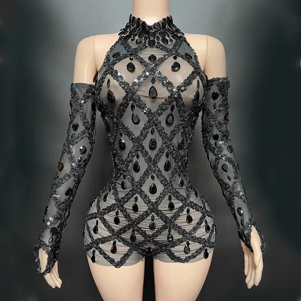 Rhinestones Black Sexy Backless Halter Sheath Bodysuit Evening Party Performance Costume Bar Nightclub Singer Dancer Stage Wear
Rhinestones Black Sexy Backless Halter Sheath Bodysuit Evening Party Performance Costume Bar Nightclub Singer Dancer Stage Wear