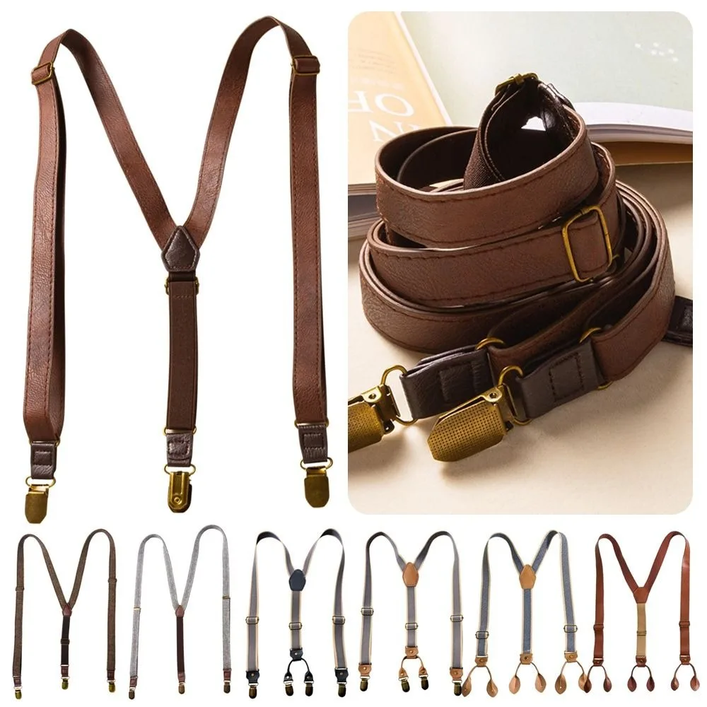Retro Design British Style Suspenders Elastic Strap 4 Clips Y-Type Suspenders Brown Color Unisex Style Metal Clip Suspenders
Retro Design British Style Suspenders Elastic Strap 4 Clips Y-Type Suspenders Brown Color Unisex Style Metal Clip Suspenders