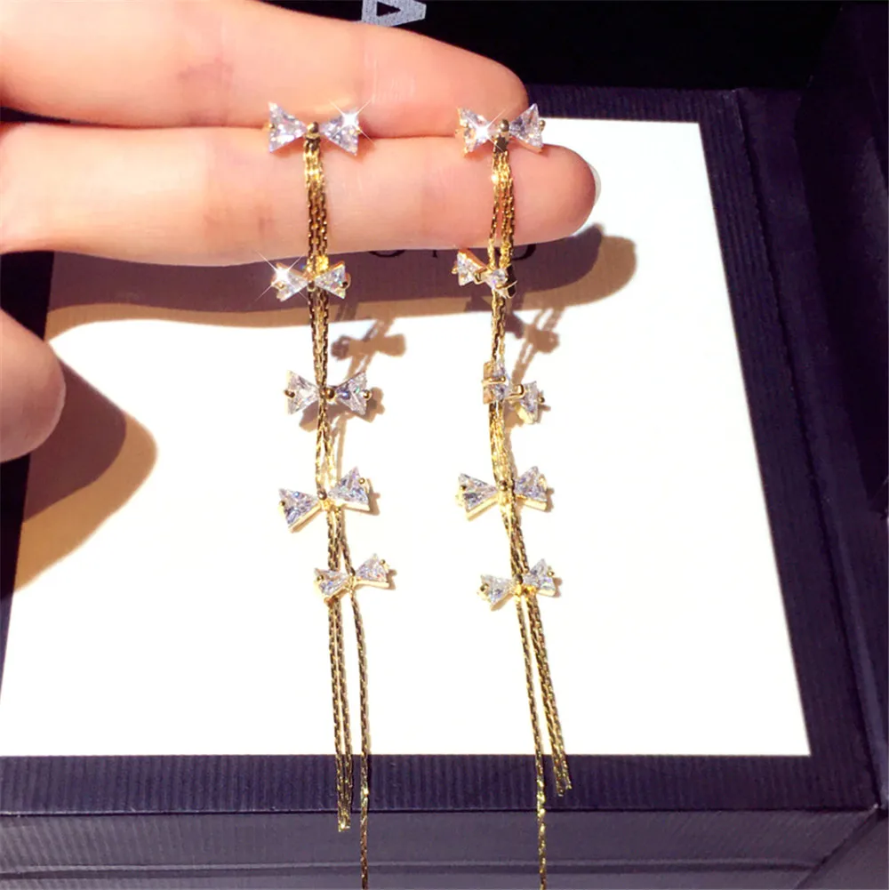 2022 New Fashion Silver Needle Earrings Long Set Zircon Bow Tassel Luxurious Exquisite Style Earrings Female Party Jewelry Gift
2022 New Fashion Silver Needle Earrings Long Set Zircon Bow Tassel Luxurious Exquisite Style Earrings Female Party Jewelry Gift