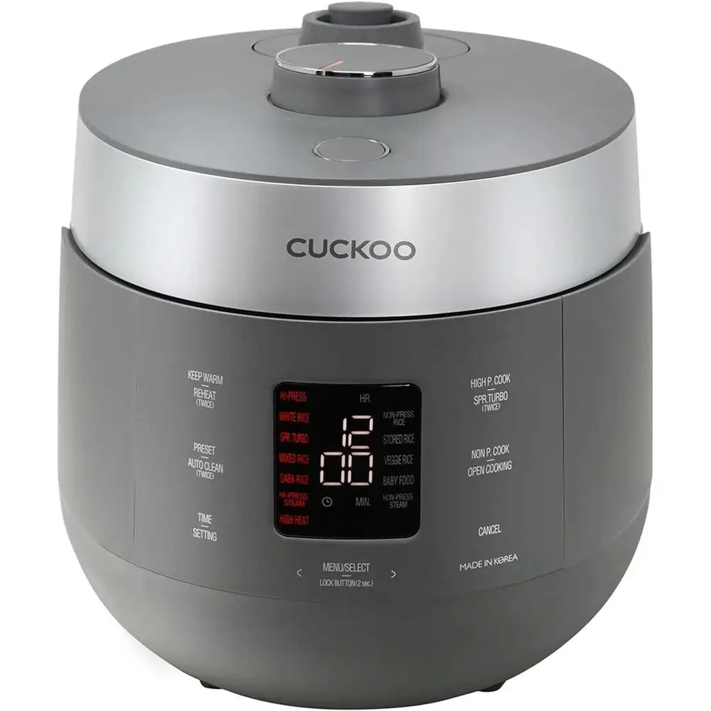 10-Cup Rice Cooker & Warmer with 12 Menus, High/Non-Pressure Steam, Made in Korea, Gray (Renewed)
10-Cup Rice Cooker & Warmer with 12 Menus, High/Non-Pressure Steam, Made in Korea, Gray (Renewed)
