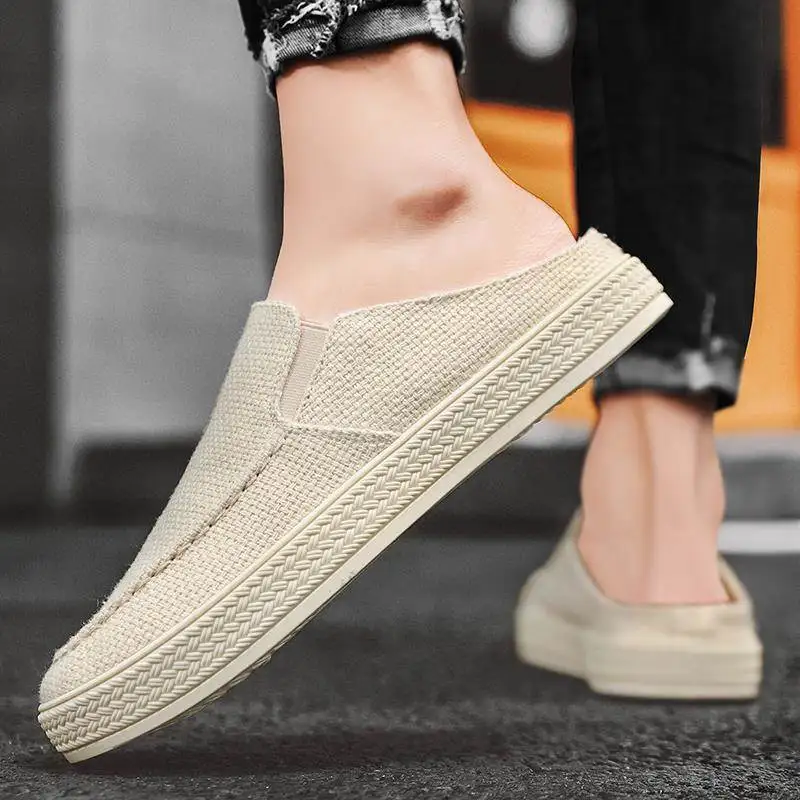 Men's Canvas Slip-On Loafers Breathable Thin Summer Casual Half Slippers Linen Trendy Shoes Old Beijing Cloth Shoes
Men's Canvas Slip-On Loafers Breathable Thin Summer Casual Half Slippers Linen Trendy Shoes Old Beijing Cloth Shoes