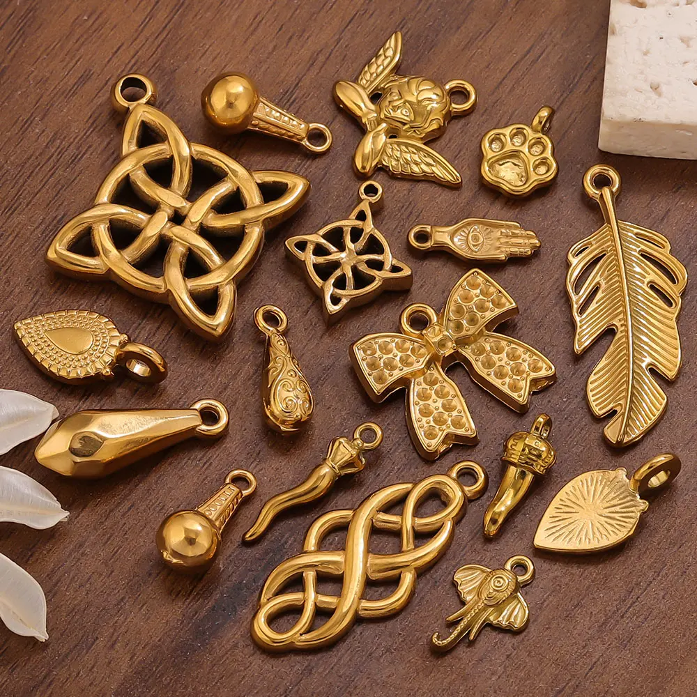 5pcs Stainless Steel Charms Gold Plated Clover Ball Cone Earring Knot Pendant Connector for DIY Necklace Jewelry Making Material
5pcs Stainless Steel Charms Gold Plated Clover Ball Cone Earring Knot Pendant Connector for DIY Necklace Jewelry Making Material