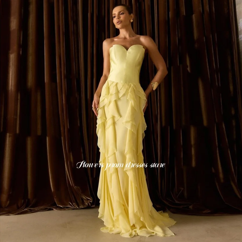 Flowers Yellow Party Dress with Ruffles Evening Dresses Sweetheart Elegant Formal Occasion Dress Robe De Soirée Customized
Flowers Yellow Party Dress with Ruffles Evening Dresses Sweetheart Elegant Formal Occasion Dress Robe De Soirée Customized