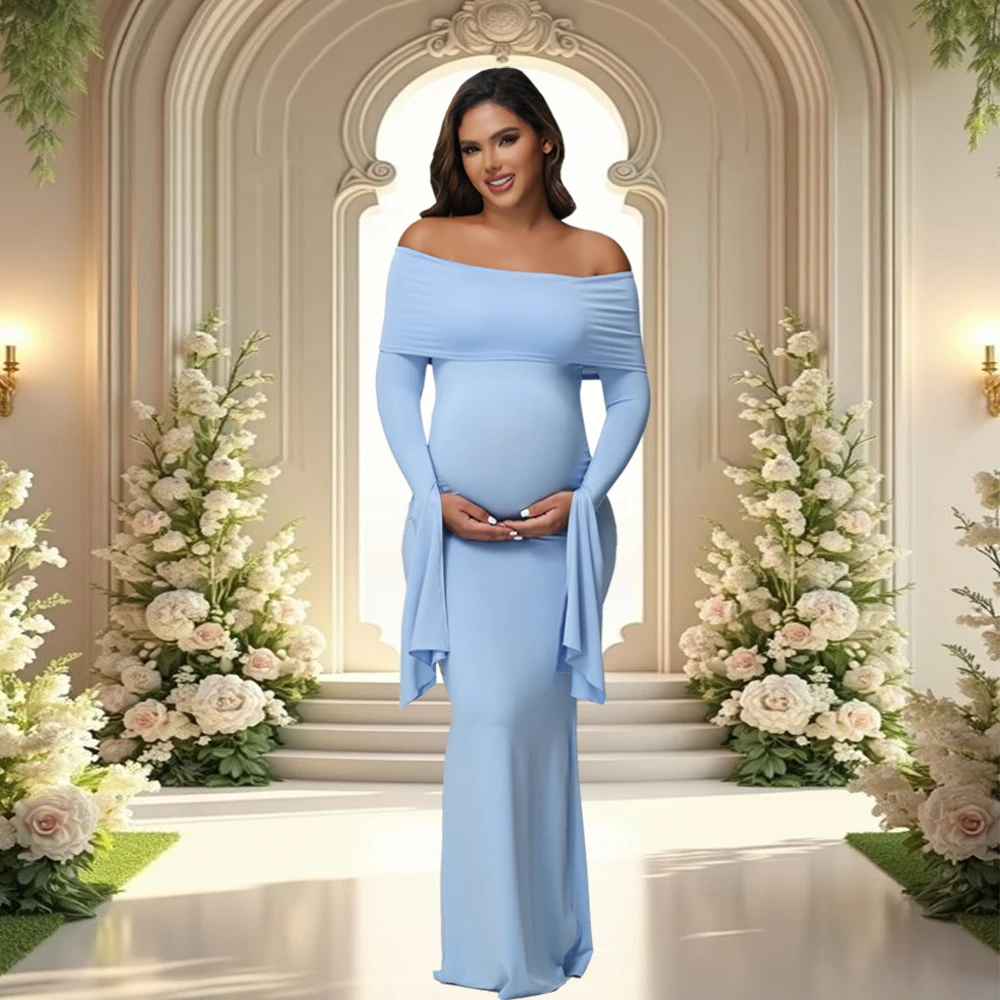 Pregnancy Dresses Elegant Off Shoulder Baby Shower Gown Long Sleeve Bodycon Maternity Outfit Photography Evening Party Clothes
Pregnancy Dresses Elegant Off Shoulder Baby Shower Gown Long Sleeve Bodycon Maternity Outfit Photography Evening Party Clothes
