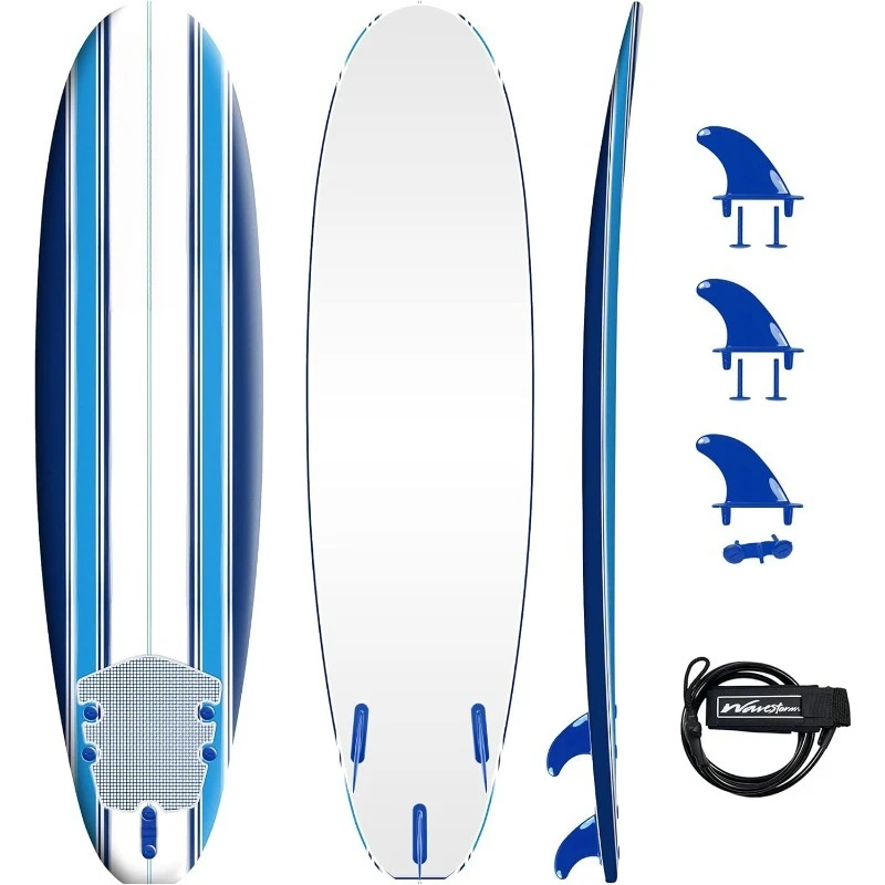 7-футовая доска для серфинга с мягким верхом из пеноматериала для начинающих и всех уровней подготовки, включает в себя лиш и плавники, синяя, Pinline
7-футовая доска для серфинга с мягким верхом из пеноматериала для начинающих и всех уровней подготовки, включает в себя лиш и плавники, синяя, Pinline