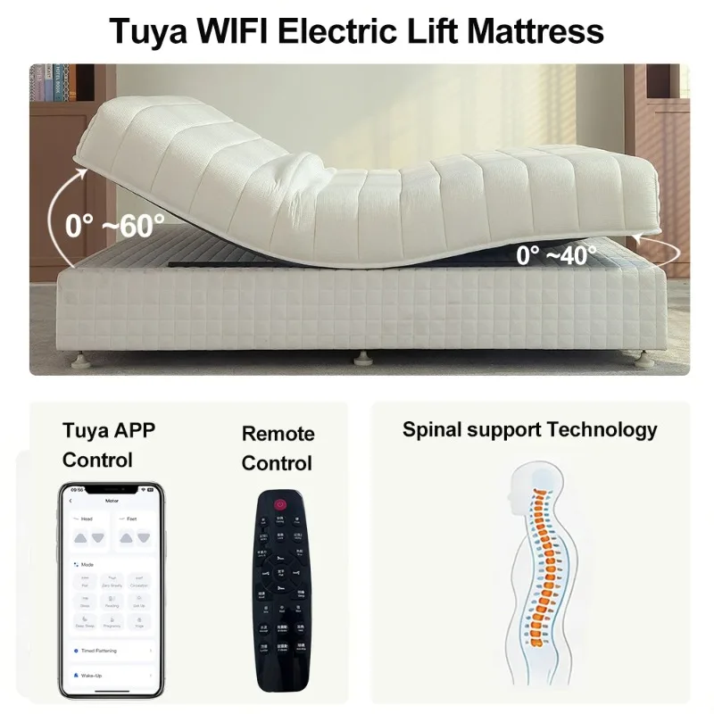 Customizable Durable Smart Mattress Tuya App Electric Adjustable Bed Airbag Support Dual Zone Memory Foam Factory Price
Customizable Durable Smart Mattress Tuya App Electric Adjustable Bed Airbag Support Dual Zone Memory Foam Factory Price