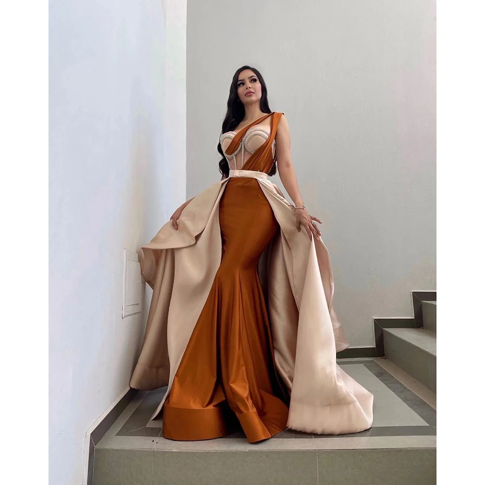 Customized Elegant Mermaid Evening Dresses With Detachable Overskirts Glitter Sweetheart Ruffles Party Prom Dress For Special O
Customized Elegant Mermaid Evening Dresses With Detachable Overskirts Glitter Sweetheart Ruffles Party Prom Dress For Special O