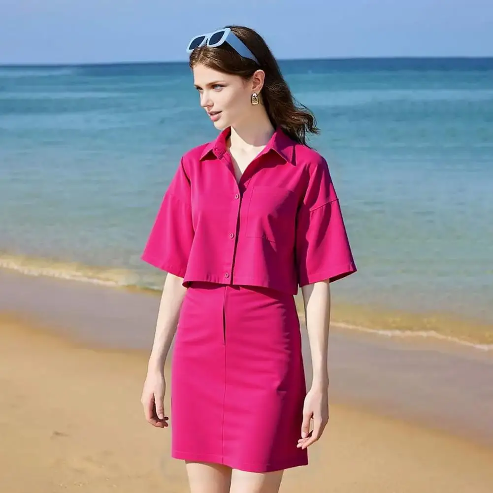 2Pcs/Set Women Shirt Skirt Set Lapel Short Sleeve Buttons Placket Shirt High Waist Short Skirt Suit Ladies Tops Short Set
2Pcs/Set Women Shirt Skirt Set Lapel Short Sleeve Buttons Placket Shirt High Waist Short Skirt Suit Ladies Tops Short Set