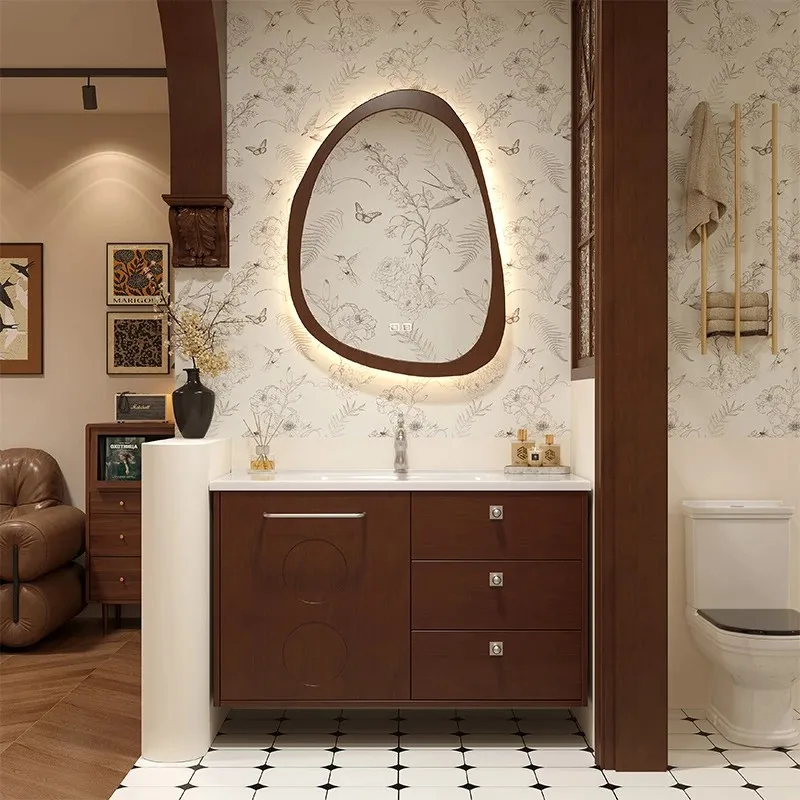 Mid-Century Retro Bathroom Cabinet, Ceramic Integrated Basin Combination Bathroom Washbasin, Washbasin
Mid-Century Retro Bathroom Cabinet, Ceramic Integrated Basin Combination Bathroom Washbasin, Washbasin