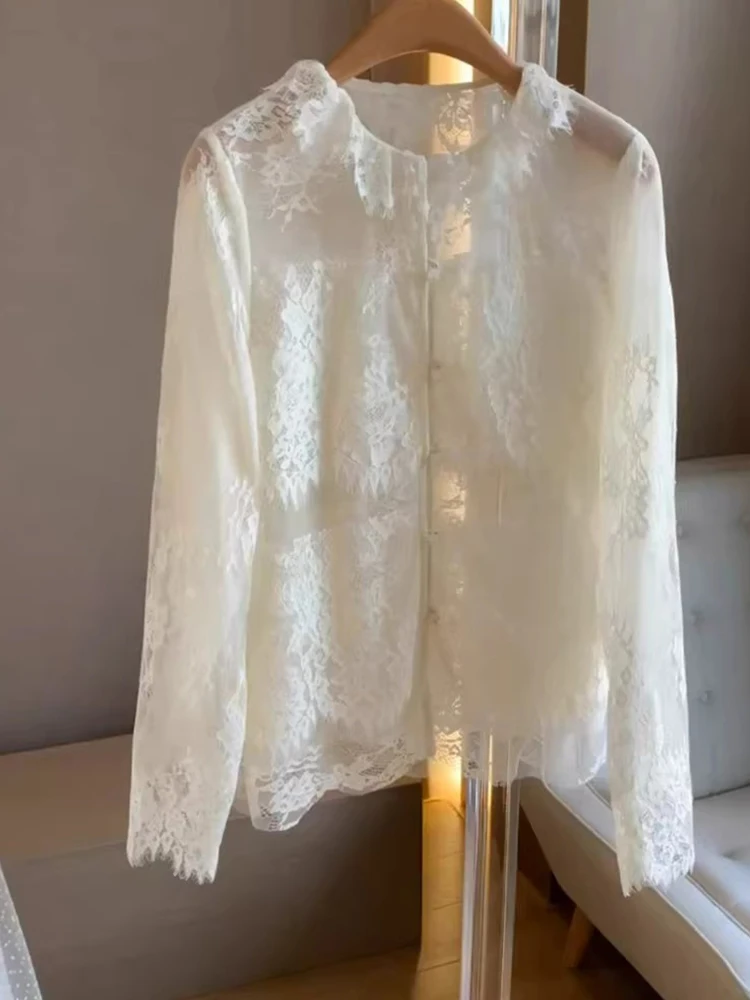 Elegant Long Sleeve Pure Color Lace Slimming Open Cardigan Base Shirt Anti-Aging Versatile Top French Style Loose Fit Sun Pro...
Elegant Long Sleeve Pure Color Lace Slimming Open Cardigan Base Shirt Anti-Aging Versatile Top French Style Loose Fit Sun Pro...
